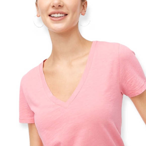 J. CREW V-Neck Tee Vintage Cotton Tea Rose Pink T-Shirt - Picture 3 of 7